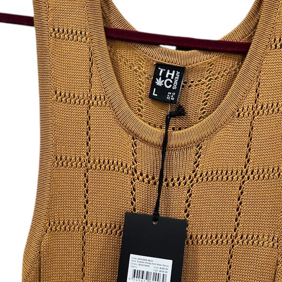 NWT Afends Femme Hemp Knit Maxi Dress In Mustard - Picture 3 of 6